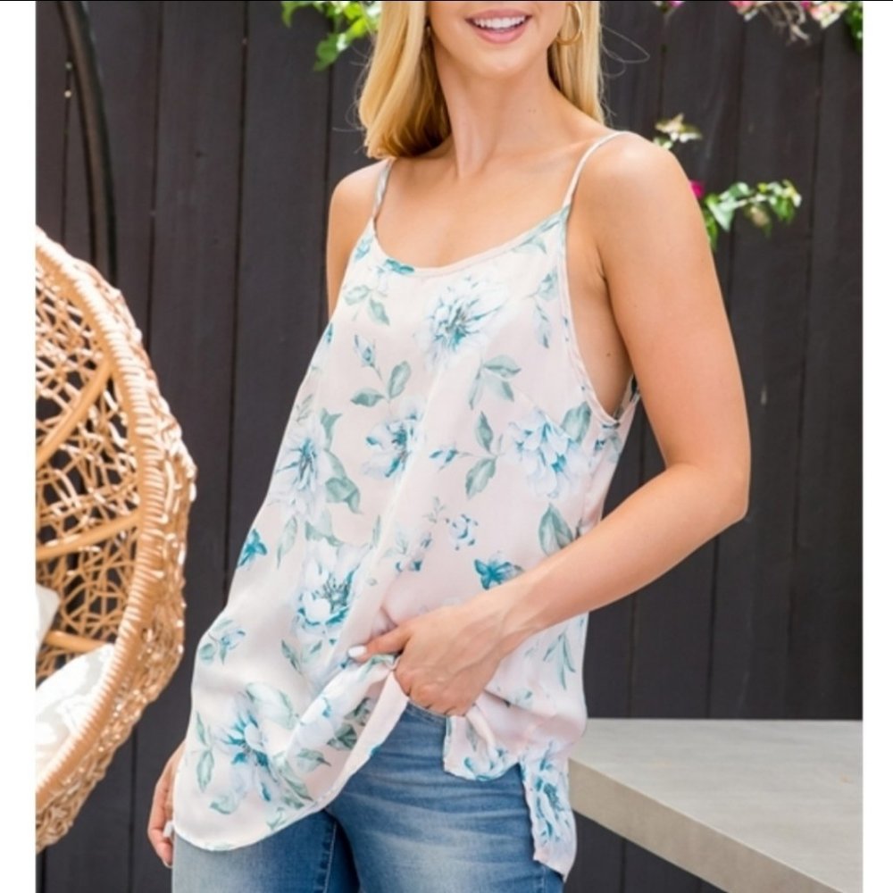 37277 Floral Satin Tank
